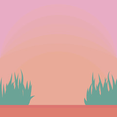 Fototapeta na wymiar Leaflet with landscape, grass, sunrise, sky isolated on white background. Vector illustration. 