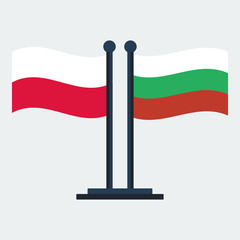 Flag Of Poland and Bulgaria. Flag Stand. Vector Illustration