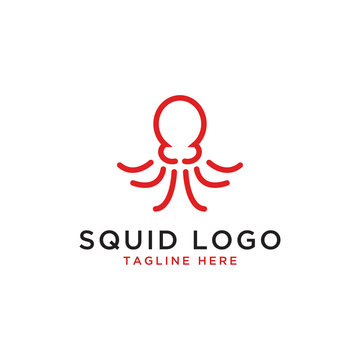 Illustration of squid octopus logo design template vector