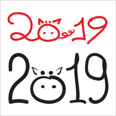 The inscription 2019 with a pig.