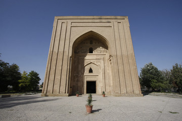 Front view of the Haruniyeh Dome in Tus, Iran