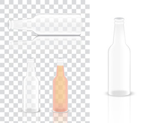Mock up Realistic Glass Transparent  Alcohol Packaging Product For Beer and food Bottle isolated Background.