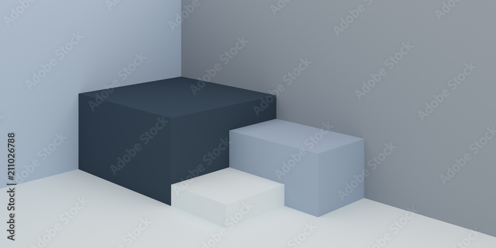 Poster Abstract surface and colored square texture on minimal background. Closeup of geometric shape. 3D rendering