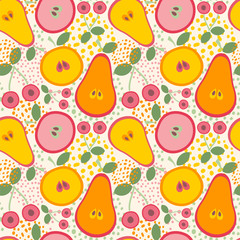 Seamless vector pattern with a fruit halves.
