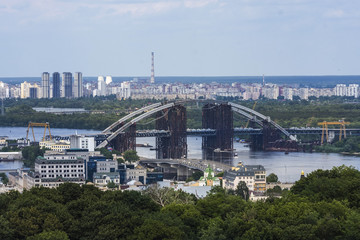 Rusty unfinished bridge in Kiev