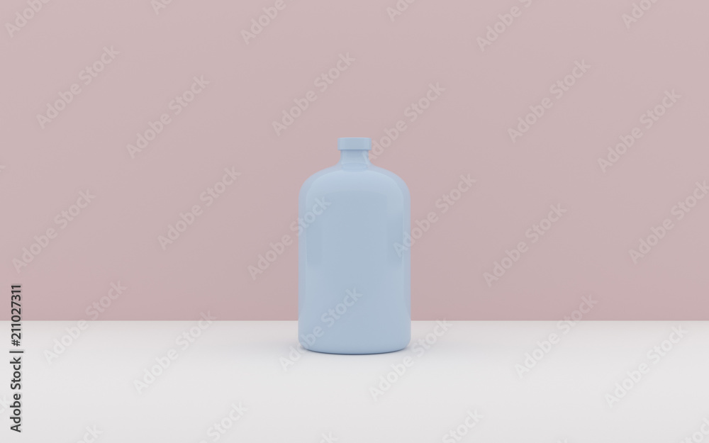 Aufkleber Mock-up of colored bottle on minimal background, 3D rendering
