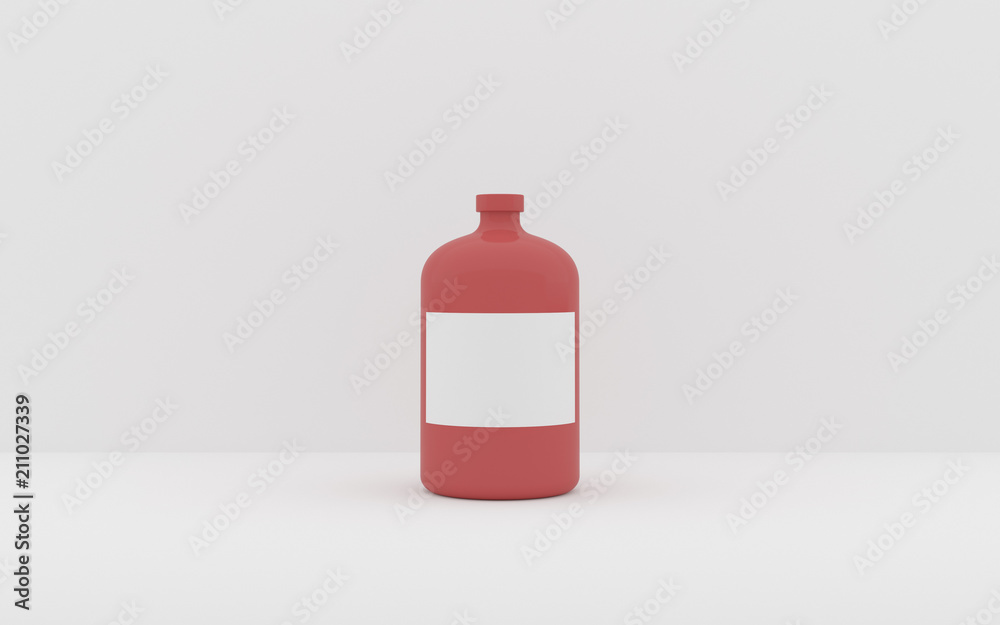 Aufkleber Mock-up of colored bottle on minimal background, 3D rendering