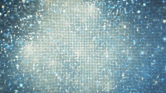 Abstract glittering geometric texture with blue and white pixels. Fantasy fractal design. Digital art. 3D rendering.