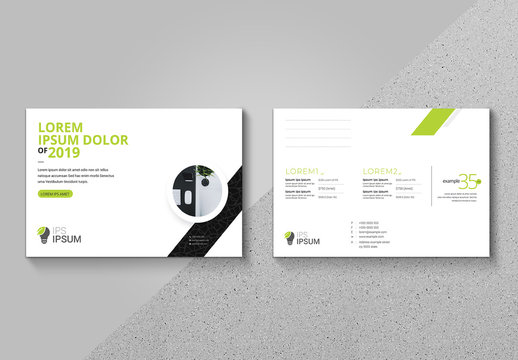 Postcard Layout with Green Accents