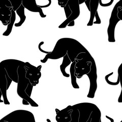 Abstract illustration of panther, animal seamless pattern,