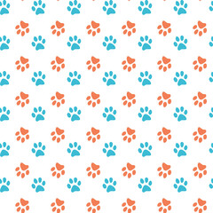 Naklejka na ściany i meble Vector seamless pattern with cat footprints. Can be used for wallpaper, web page background, surface textures.