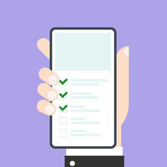 Checklist on smartphone screen