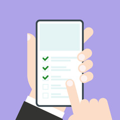 Checklist on smartphone screen
