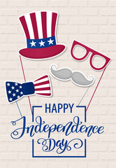 Happy Independence Day USA. Fourth of July. Patriotic attributes, party invitation. Vector illustration EPS10.