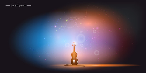 Violin and bow. Musical instrument. Vector illustration