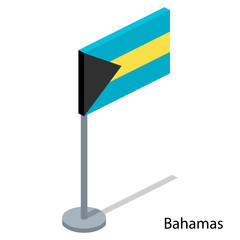 Isometric 3D vector illustration flags of countries collection. Flag of Bahamas