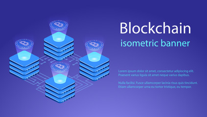 Isometric 3D vector illustration data processing, technology, storage and data exchange