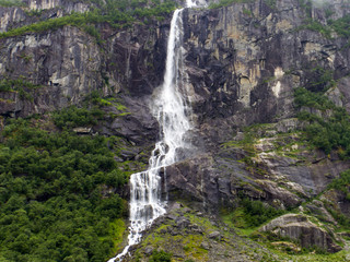 waterfall in a Norwegian fjord