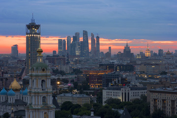 Moscow city at sunset 