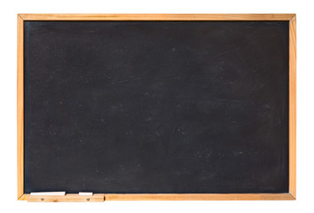 blank blackboard with chalks