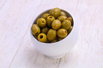 Pickled olives in the bowl