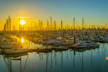 Sunset view over Port des Minimes in La Rochelle, France