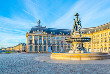 View of Place de la Bourse in Bordeaux, France - obrazy, fototapety, plakaty