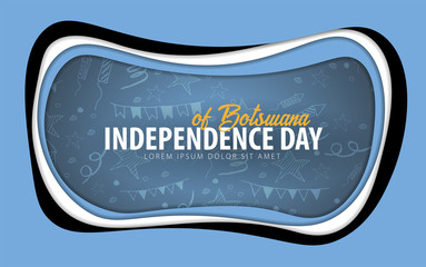 Botswana. Independence day greeting card. Paper cut style.
