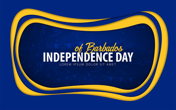 Barbados. Independence day greeting card. Paper cut style.