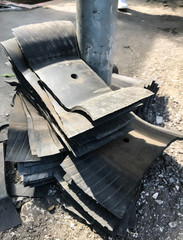 Patching Repair deflated leaking Tire in garage. Car Part Repair, Spare Part, Accident Prevention concept.