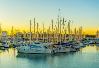 Sunset view over Port des Minimes in La Rochelle, France