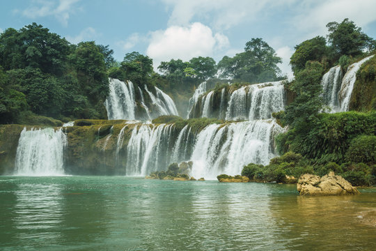 Stunning cascade of Chinese Detian waterfall