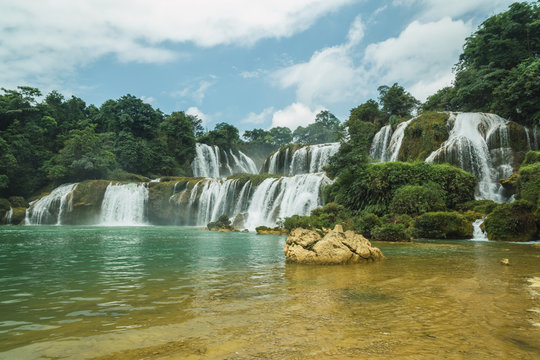 Stunning cascade of Chinese Detian waterfall