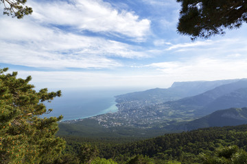Naklejka premium Beautiful view of the southern coast of Crimea on a sunny summer day