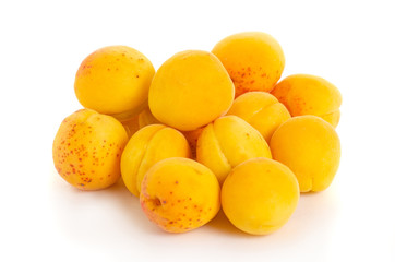 Apricots orange fruit on a white background isolation