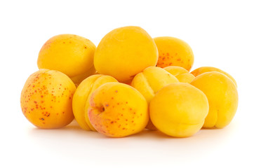 Apricots orange fruit on a white background isolation