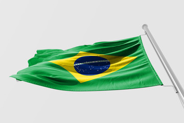 Isolated Brazil Flag waving, 3D Realistic Brazilian Flag Rendered