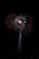 Fireworks display during night time fireworks show.