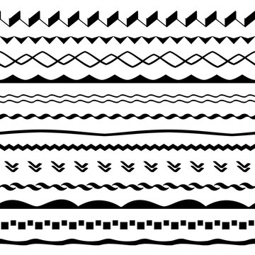 set of black wavy and zigzag borders
