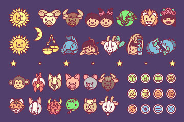 
vector zodiac sign icon chinese oriental horoscope