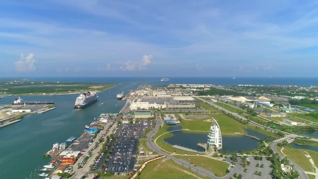 Cinematic drone aerial footage Port Cape Canaveral Florida 4k 60p