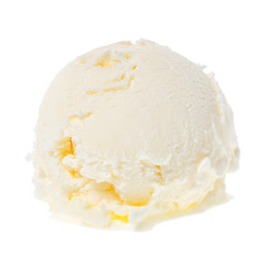white scoop of sundae ice cream isolated on white background