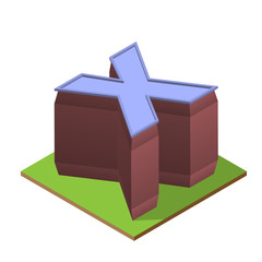 Isometric building letter X form