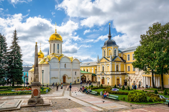 Main square at Holy Trinity St. Sergius Lavra, Russia