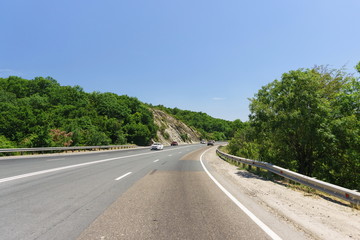 A-290 Novorossiysk-Kerch - Federal highway of Russia on the slopes of the Caucasus mountains