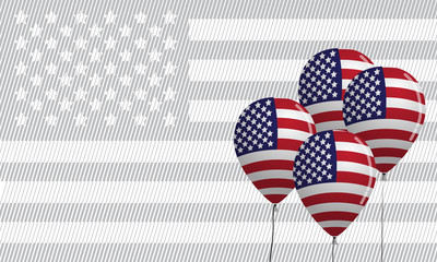 Fototapeta premium Balloon with american flag design for independence day , background poster print etc.