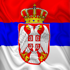 Serbia Flag Waving Digital Silk Satin Fabric 