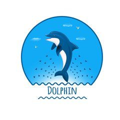 Leaping dolphin vector