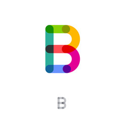 Flat style B letter. B monogram consist of transparent multi color lines. Monochrome option.