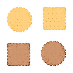 Vector Illustration. Health cracker. Chocolate cracker.  Isolated cookie: circle, square. Icon